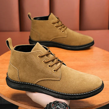 Xajzpa Green Shoes Men's Casual Sports Shoes Flat Black Short Boots Trainer Solid Color Hiking Shoes New Spring and Autumn Denim Boots